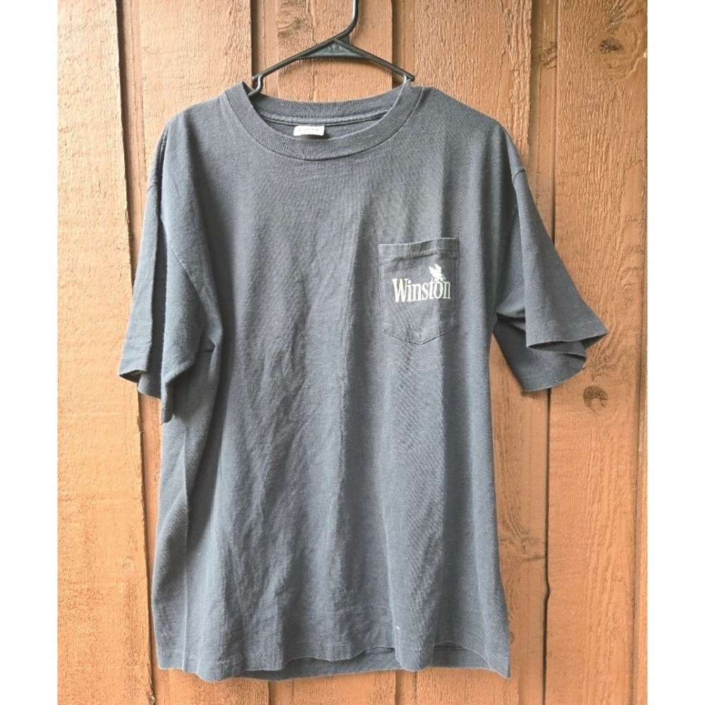 Vintage 80s Winston Cigarettes Eagle Pocket T-Shirt Single Stitch XL USA